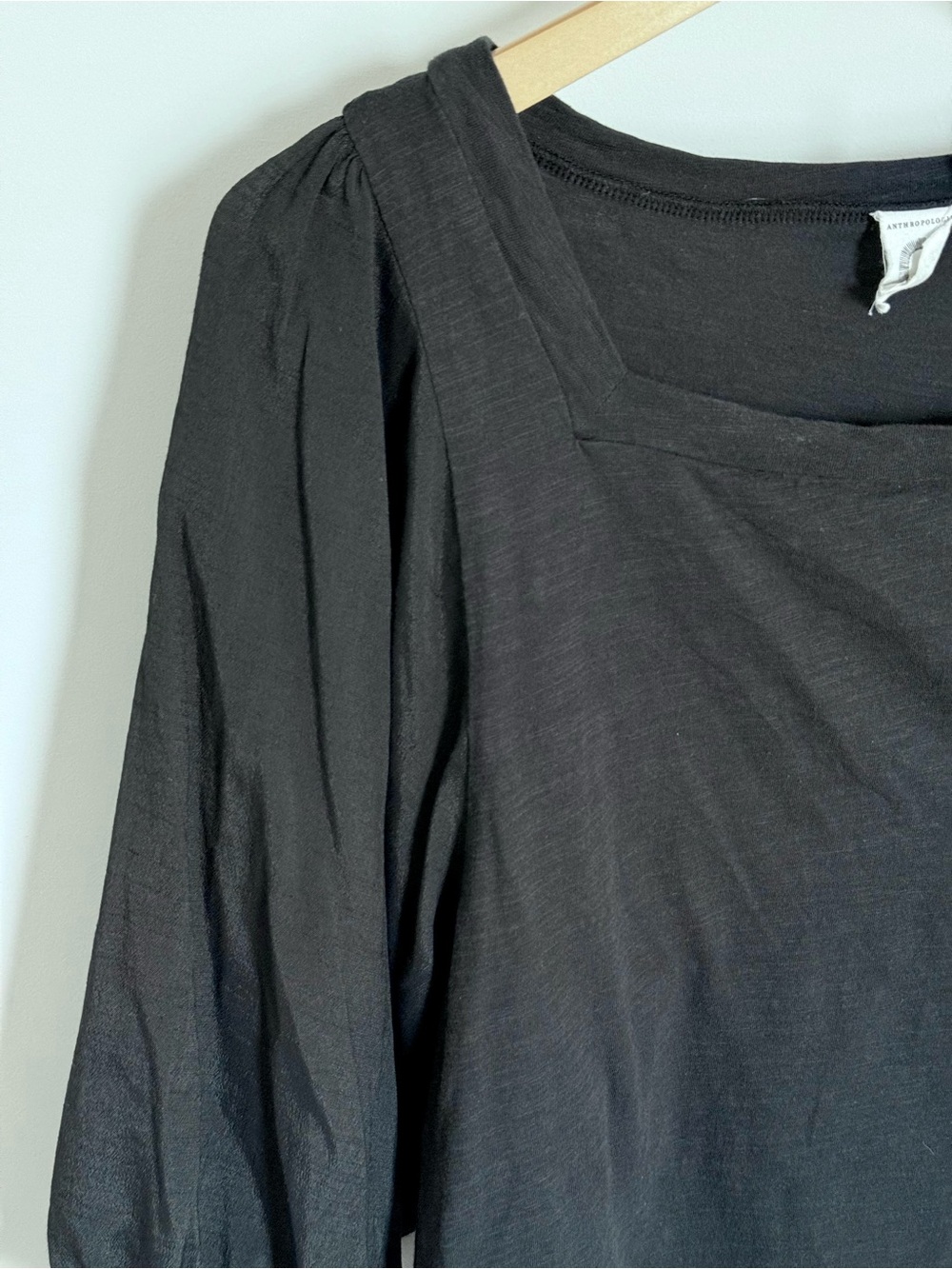 Anthropologie Akemi + Kin Decker Square Neck Balloon Sleeve Top Black Small - Picture 5 of 14